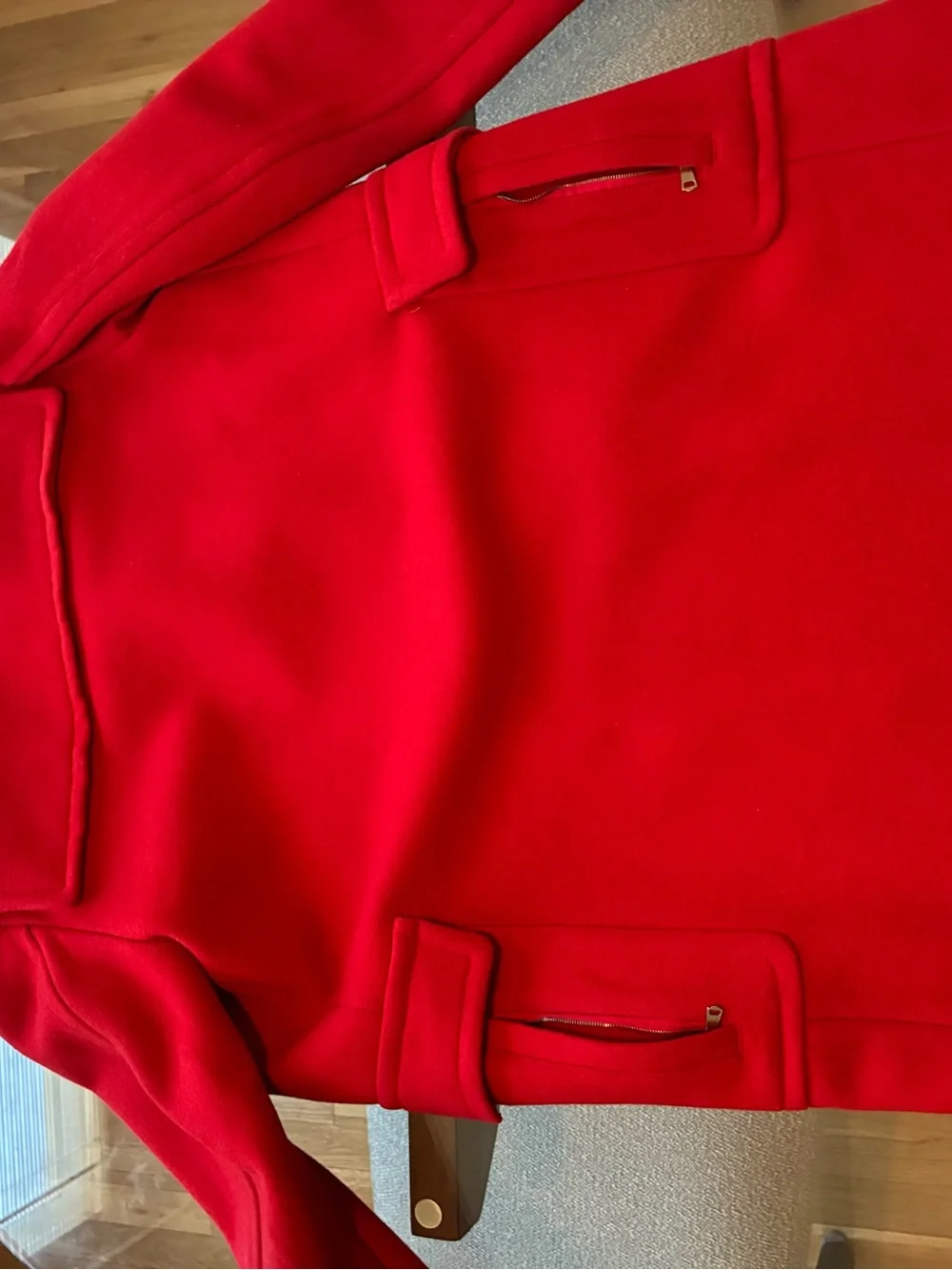 Gucci Red Wool-Blend Coat with Black Toggle Accents